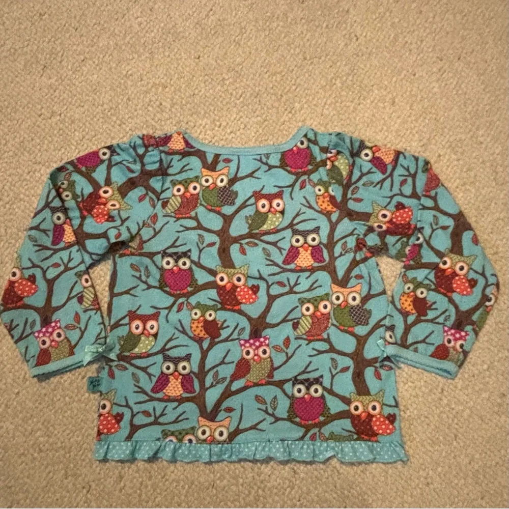 Nick & Nora 4T FLAME RESISTANT 2 Piece Pajamas Owls Long pants & Button up top